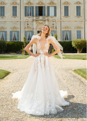 Light Gray Lace Tulle Sexy Wedding Dress